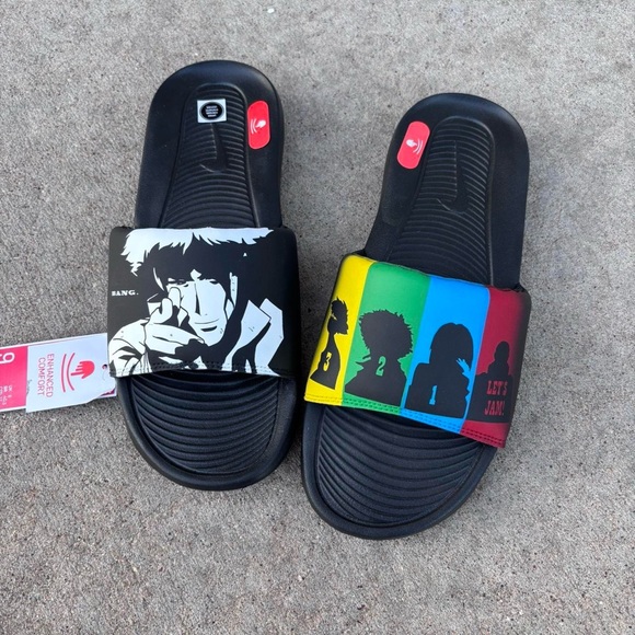 Custom Painted Nike Slides Cowboy Bebop - Men Size 9 - Picture 1 of 3